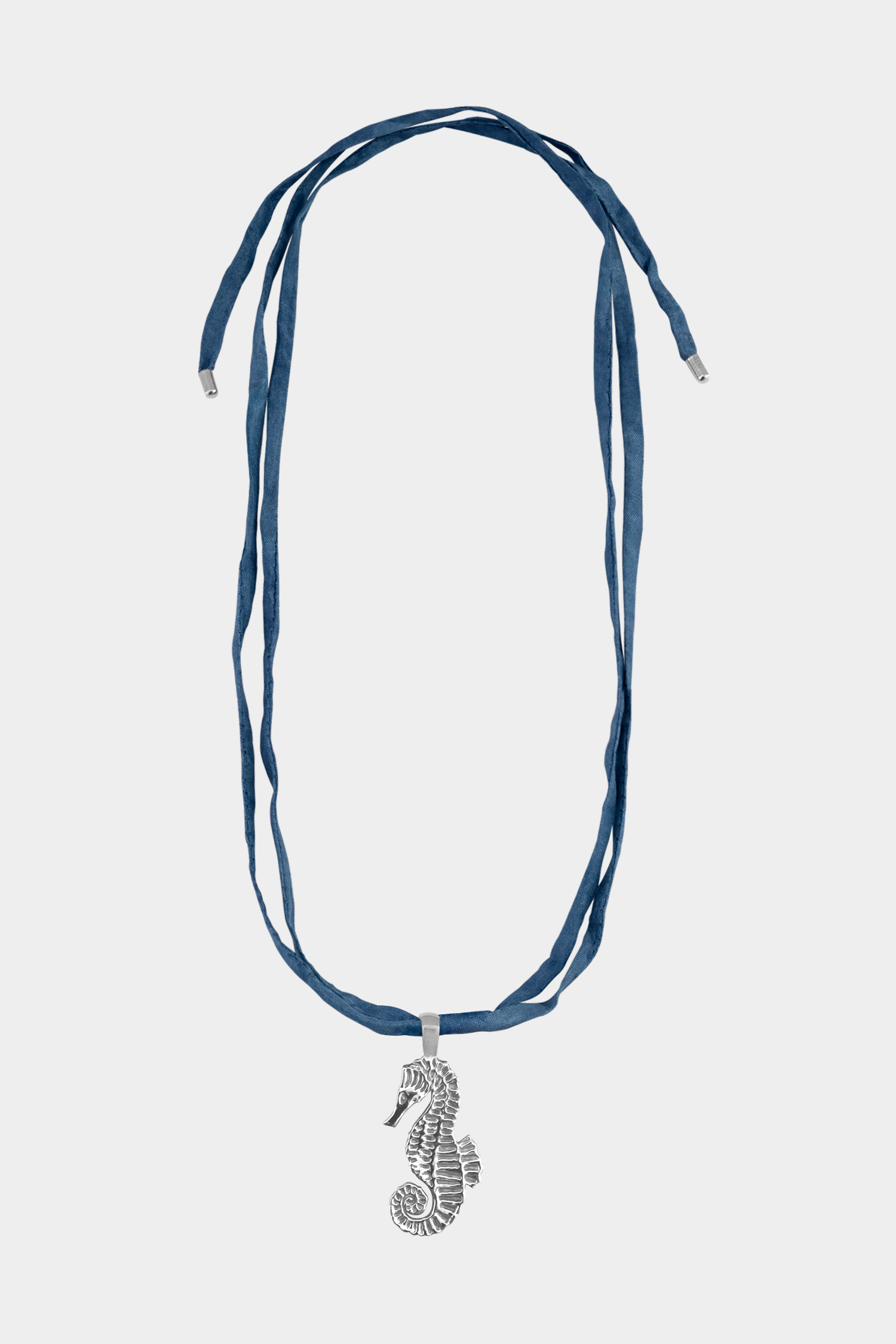 Seahorse Necklace on Raw Silk