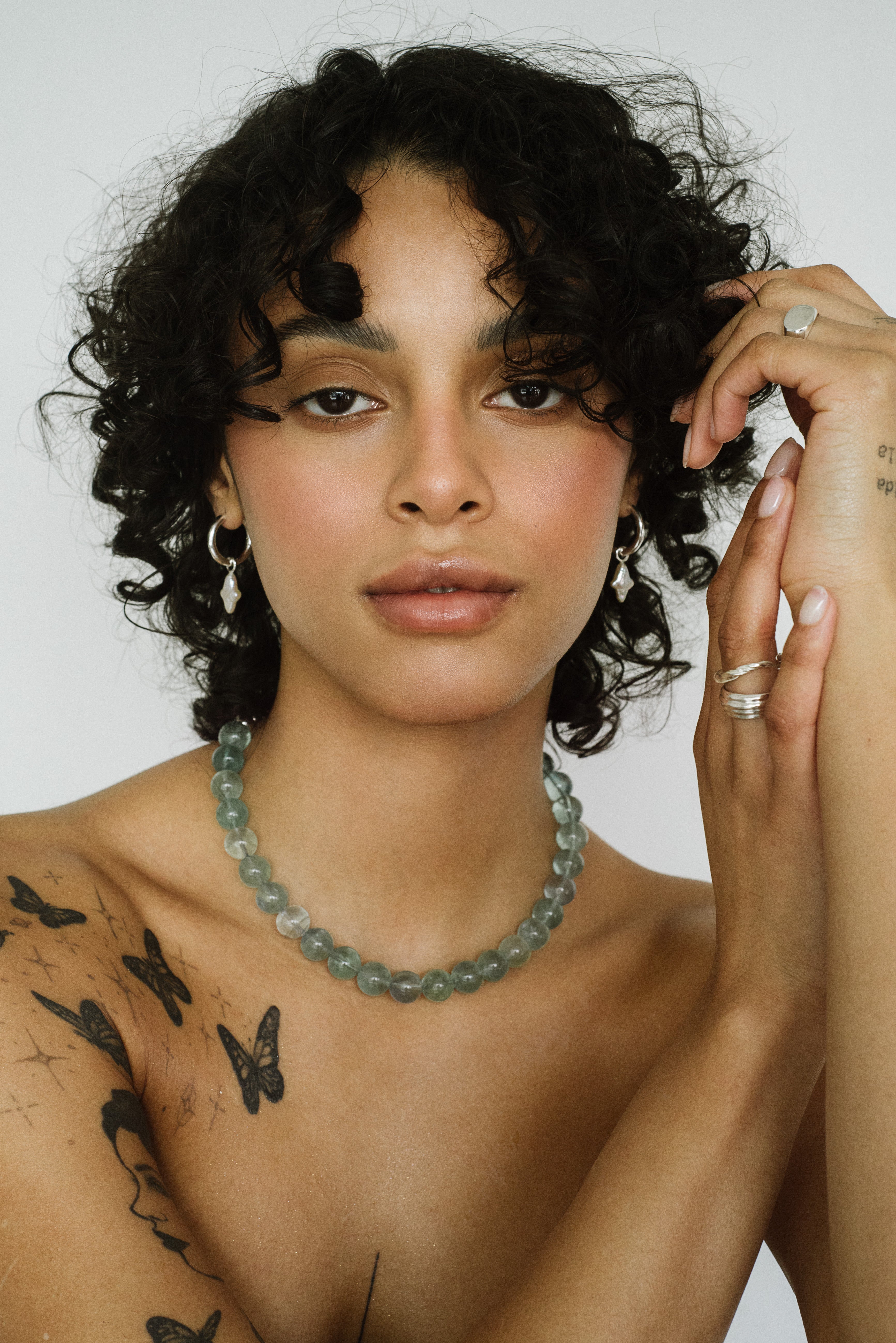 Uma Hoops + Falling Star Pearl Charms